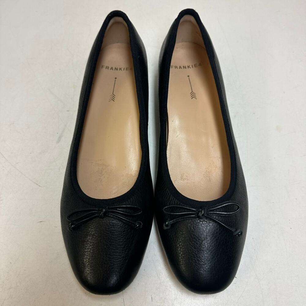 VERY GOOD Frankie4 Trinity Black Tumbled Leather Women's Dress Flat Ballet 10 - Picture 2 of 11